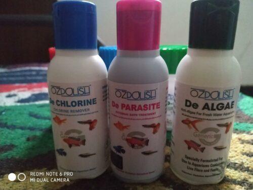 OZPOLISH Wet Trio - Algae Remover + Water Chlorine Neutralizer + Sanitizer/ Parasite Killer for use in Aquariums photo review