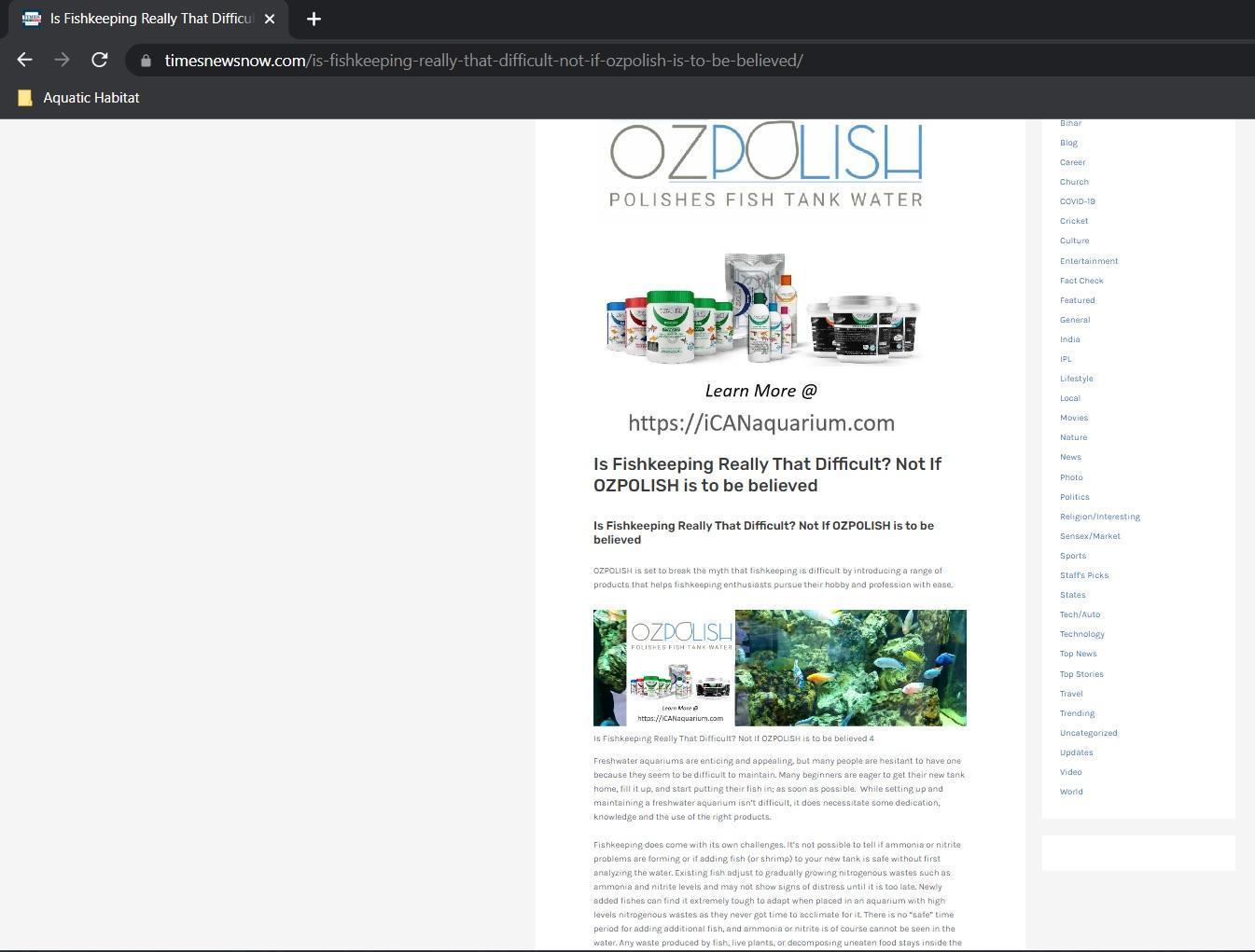 OZPOLISH in News - Times News Now (English)